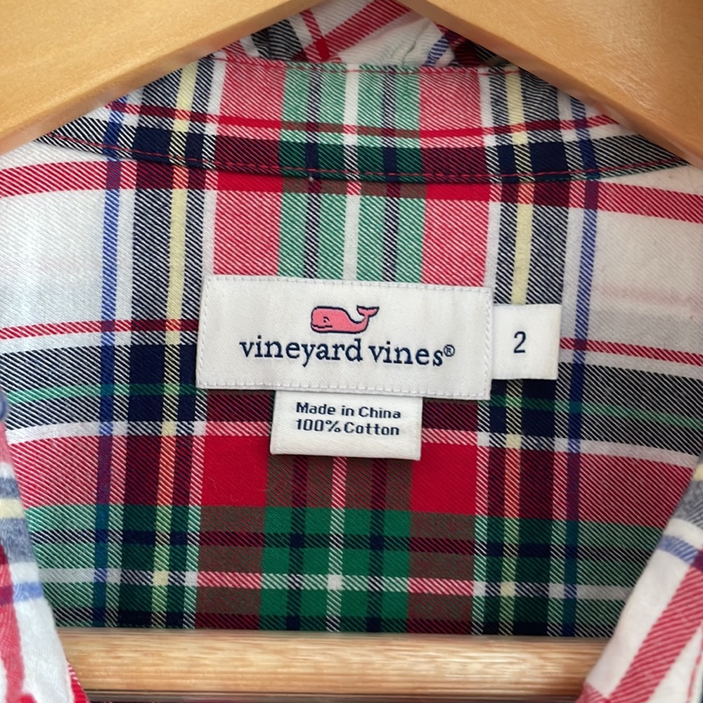 vineyard vines ruffle button down holiday plaid - Picture 2 of 4